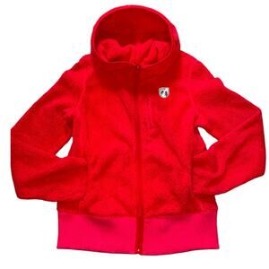 American Eagle Outfitters Cherry Red Zip Teddy Hoodie with Pockets size Medium